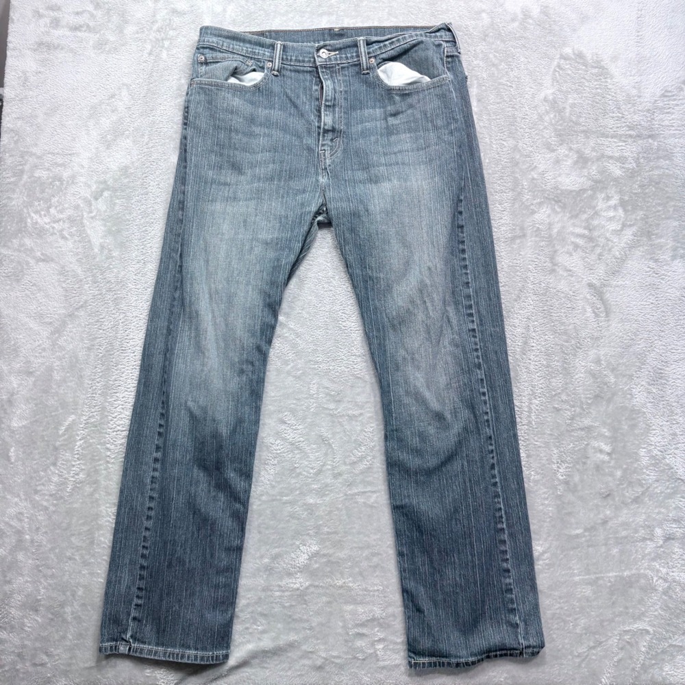Levi's 505 Regular Fit Jeans Men 36x32 Blue Medium Wash Straight Leg Stretch